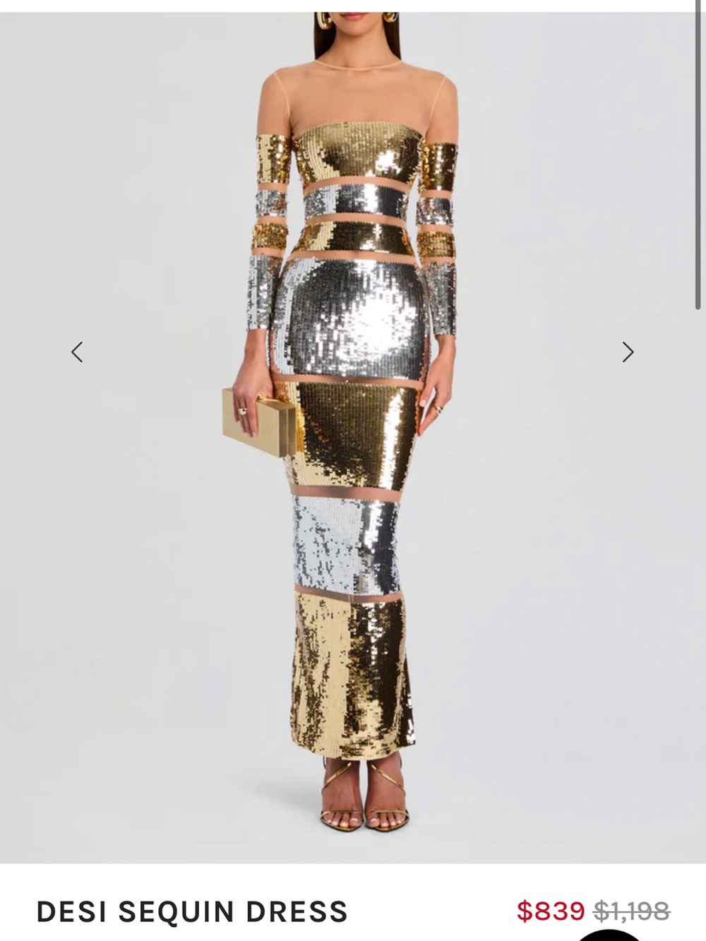 Retrofete Gold Silver Sequin Desi Gown
